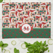 Shiba Inu Muster Monogram Christmas Dog Geschirrtuch (Gefaltet)