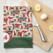 Shiba Inu Muster Monogram Christmas Dog Geschirrtuch (Viertel Falte)