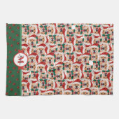 Shiba Inu Muster Monogram Christmas Dog Geschirrtuch (Horizontal)