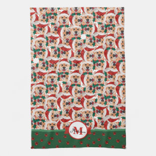Shiba Inu Muster Monogram Christmas Dog Geschirrtuch
