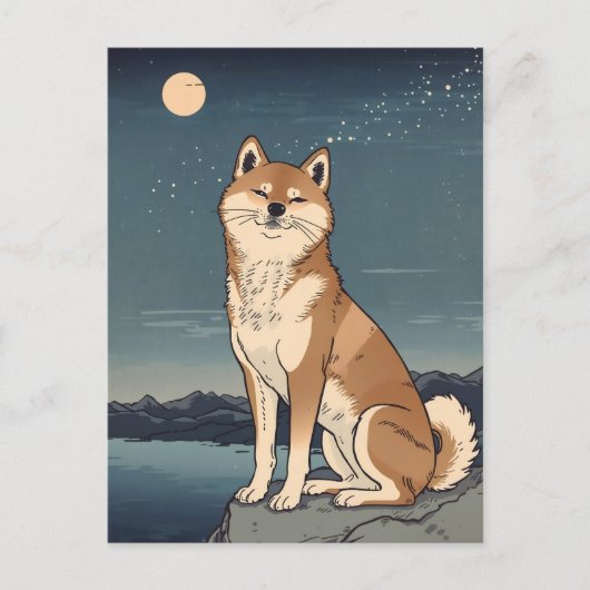 Shiba Inu Nachthimmel Postkarte (Vorderseite)