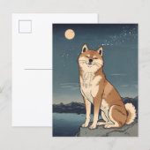 Shiba Inu Nachthimmel Postkarte (Vorne/Hinten)