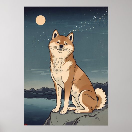 Shiba Inu Nachthimmelplakat Poster (Vorne)