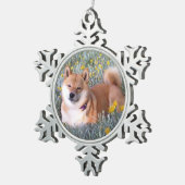 Shiba Inu Name Shimiko Schneeflocken Zinn-Ornament (Rechts)