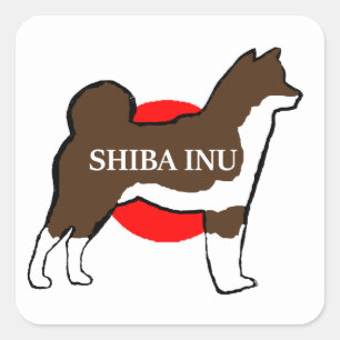 shiba inu Name Silhouette auf japanischem Rotem Se Quadratischer Aufkleber