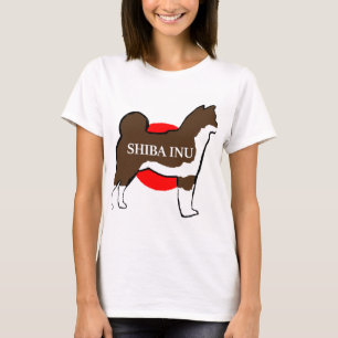 shiba inu Name Silhouette auf japanischem Rotem Se T-Shirt