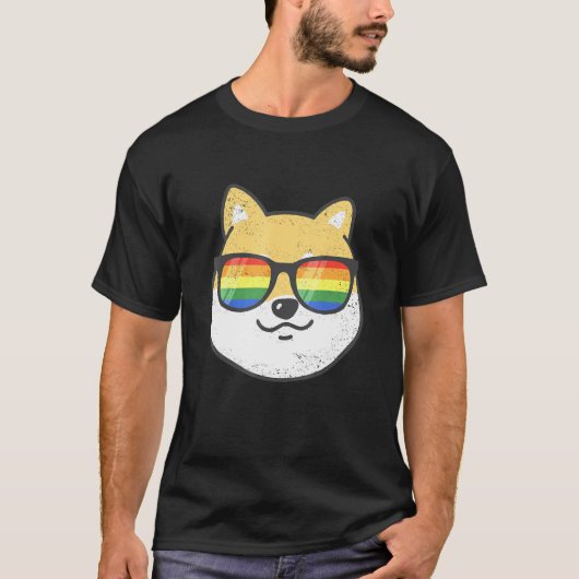 Shiba Inu Niedlich Hund Gay Pride Rainbow Lgbtq T-Shirt (Vorderseite)
