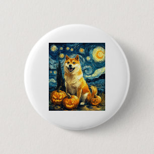 Shiba Inu Niedlich Hund Halloween Kürbislaterne Pu Button