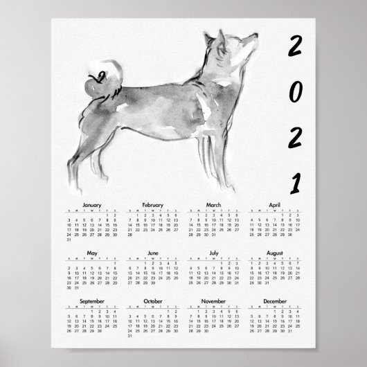 Shiba Inu Original Malerei 1 Kalenderposter 2021 Poster (Vorne)