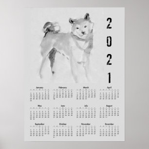 Shiba Inu Original Malerei 3 Kalenderposter 2021 Poster