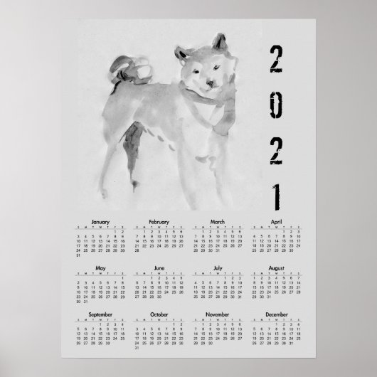 Shiba Inu Original Malerei 3 Kalenderposter 2021 Poster (Vorne)