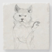 Shiba Inu Original Malerei 4 Hunde Jahr 2018 Stone Steinuntersetzer (Vorderseite)