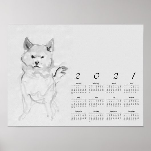 Shiba Inu Original Malerei 4 Kalenderposter 2021 Poster (Vorne)