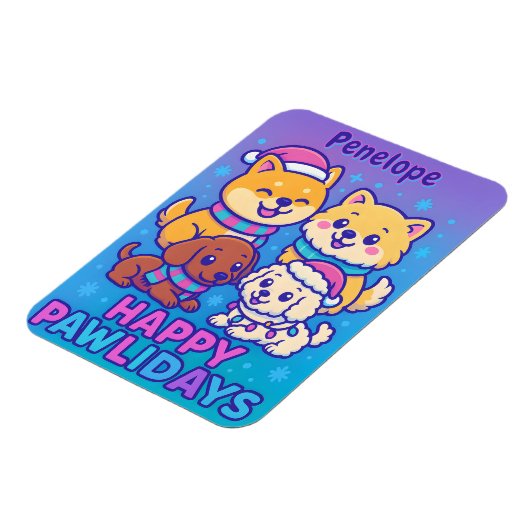 Shiba Inu Poodle Christmas Dogs Blue Purple Puppy Magnet (Linke Seite)