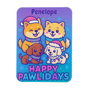Shiba Inu Poodle Weihnachts Hunde Blau Lila Welpe Magnet