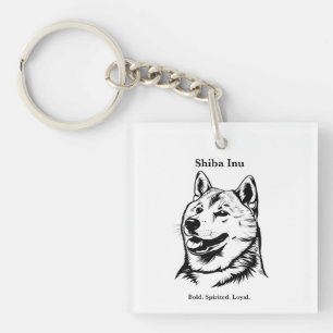Shiba Inu Portrait Black Line Illustration Schlüsselanhänger