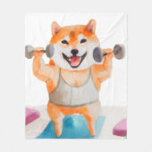 Shiba Inu praktiziert Yoga Square Fleecedecke (Vorderseite)