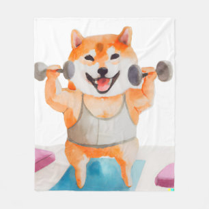 Shiba Inu praktiziert Yoga Square Fleecedecke