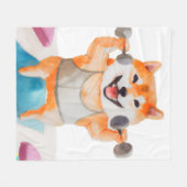 Shiba Inu praktiziert Yoga Square Fleecedecke (Vorderseite (Horizontal))