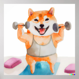 Shiba Inu praktiziert Yoga Square Poster
