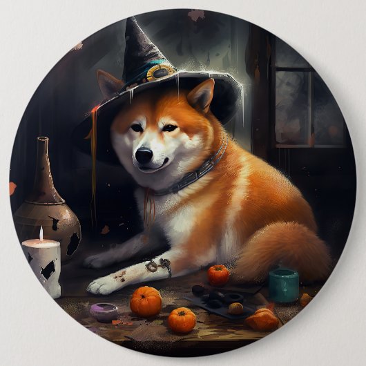 Shiba Inu Pumpkins Halloween Beängstigend Button (Vorderseite)