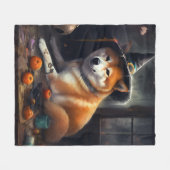 Shiba Inu Pumpkins Halloween Beängstigend Fleecedecke (Vorderseite (Horizontal))