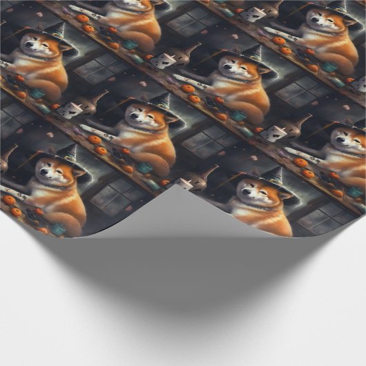 Shiba Inu Pumpkins Halloween Beängstigend Geschenkpapier (Ecke)