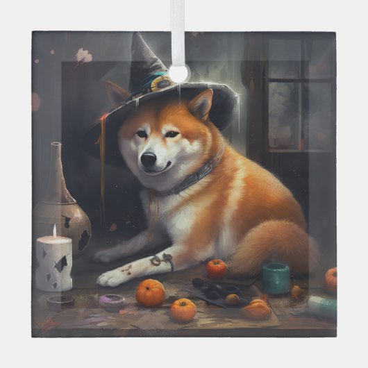 Shiba Inu Pumpkins Halloween Beängstigend Ornament Aus Glas (Vorderseite)