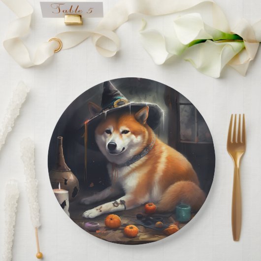 Shiba Inu Pumpkins Halloween Beängstigend Pappteller (Hochzeit)