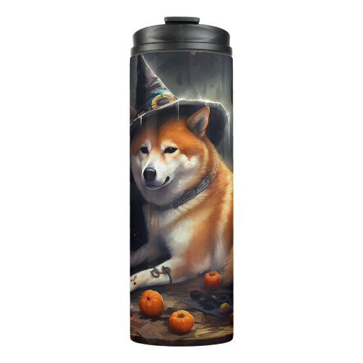 Shiba Inu Pumpkins Halloween Beängstigend Thermosbecher (Vorderseite)