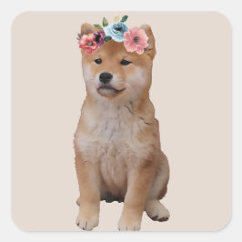 Shiba Inu Puppy Quadratischer Aufkleber