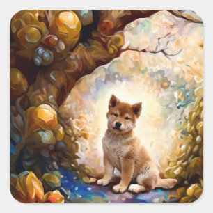 Shiba Inu Puppy Quadratischer Aufkleber