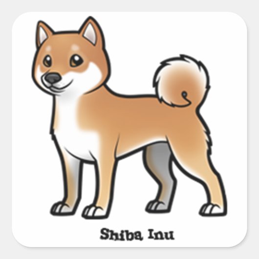 Shiba inu quadratischer aufkleber (Vorderseite)
