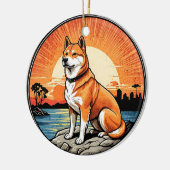 Shiba Inu Retro Sunset Dog Lover Keramik Ornament (Links)