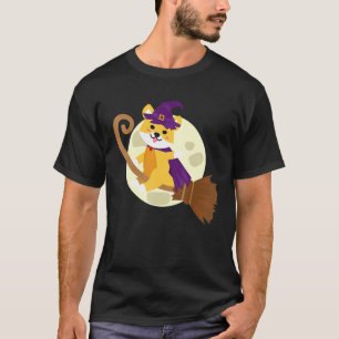 Shiba Inu Riding Hexe Broom Niedlich Dog Halloween T-Shirt