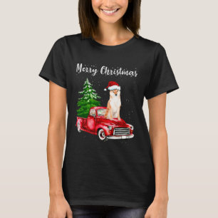 Shiba Inu Riding Red Truck Frohe Weihnachtslieder T-Shirt