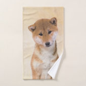 Shiba Inu (Rot) Malerei - Original Hunde Kunst Badhandtuch Set (Handtuch)