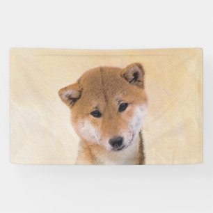 Shiba Inu (Rot) Malerei - Original Hunde Kunst Banner