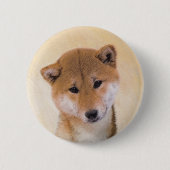 Shiba Inu (Rot) Malerei - Original Hunde Kunst Button (Vorderseite)