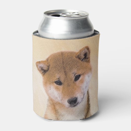 Shiba Inu (Rot) Malerei - Original Hunde Kunst Dosenkühler (Kanne Vorderseite)