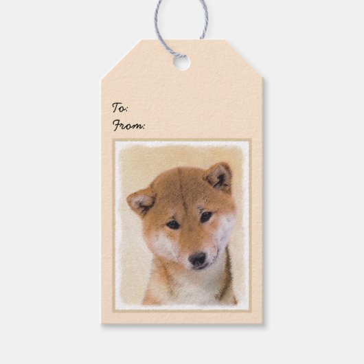 Shiba Inu (Rot) Malerei - Original Hunde Kunst Geschenkanhänger (Vorderseite)