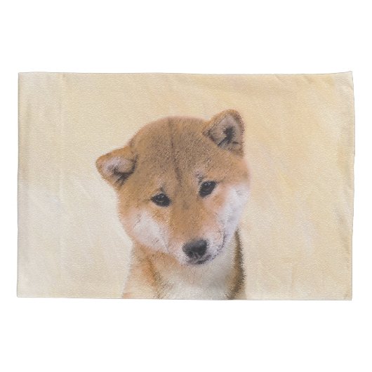 Shiba Inu (Rot) Malerei - Original Hunde Kunst Kissenbezug (Rückseite)