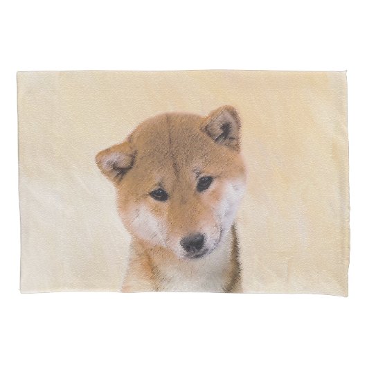 Shiba Inu (Rot) Malerei - Original Hunde Kunst Kissenbezug (Vorderseite)