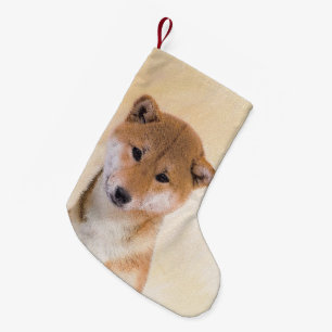 Shiba Inu (Rot) Malerei - Original Hunde Kunst Kleiner Weihnachtsstrumpf