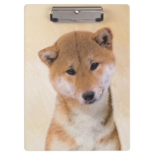 Shiba Inu (Rot) Malerei - Original Hunde Kunst Klemmbrett (Vorderseite)