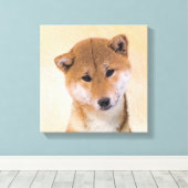 Shiba Inu (Rot) Malerei - Original Hunde Kunst Leinwanddruck (Insitu (Holzboden))