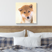 Shiba Inu (Rot) Malerei - Original Hunde Kunst Leinwanddruck (Insitu (Schlafzimmer))