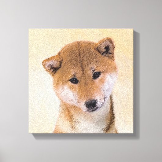 Shiba Inu (Rot) Malerei - Original Hunde Kunst Leinwanddruck (Vorderseite)