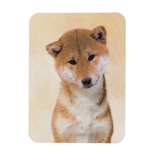 Shiba Inu (Rot) Malerei - Original Hunde Kunst Magnet (Vertikal)