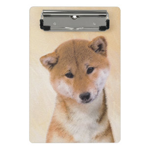 Shiba Inu (Rot) Malerei - Original Hunde Kunst Mini Klemmbrett